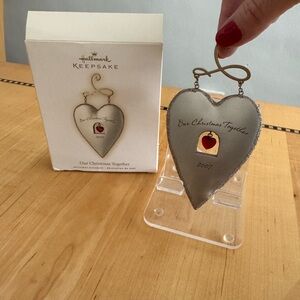 2007 Our Christmas - Hallmark Gold Heart Ornament with Red Heart Accent